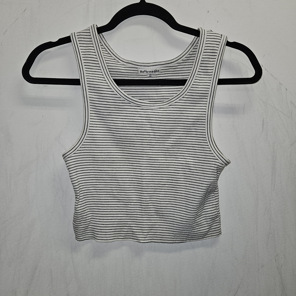 Reformation Black/White Striped Tank Size M